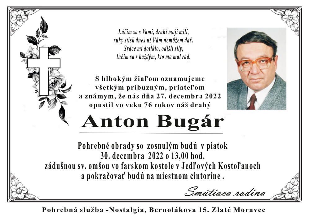 Smútočné oznámenie – Anton Bugár