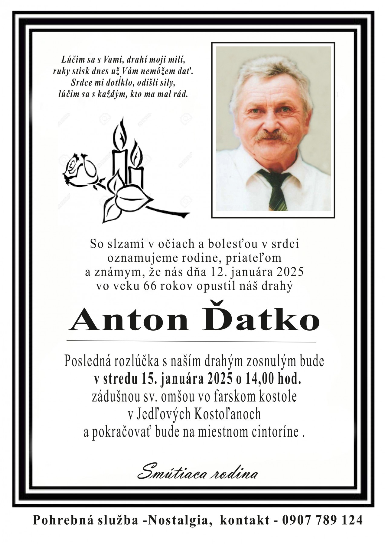 Smútočné oznámenie – Anton Ďatko