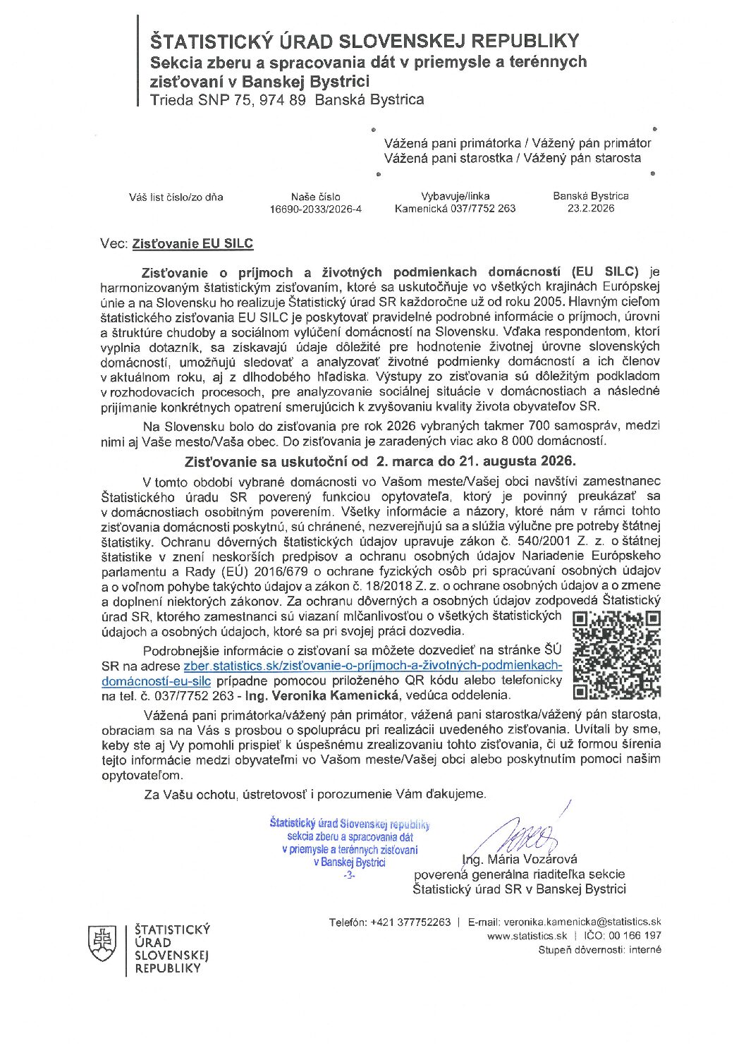 Zisťovanie o príjmoch a životných podmienkach domácností